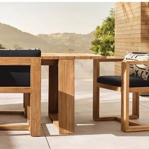 Silla de Comedor Moderna Kingsley Camden para Exteriores, de Madera de Teca, con Patas Cónicas, Duradera, Ecológica, de Madera Maciza, para Patio y Jardín - Product Image 1