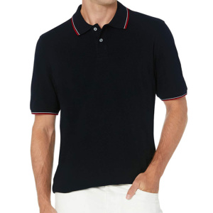 High Quality Men's Casual <b>Summer</b> for Shirts Custom Short Sleeve Anti-Shrink Breathable 180g Embroidery <b>Decoration</b> Solid Knitted - Product Image 5