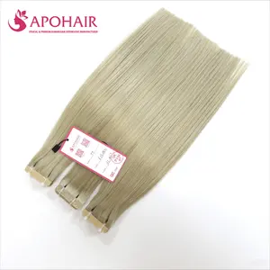 Extensions de cheveux en frêne blond cendré # 613Ash Tape dans les extensions de cheveux 12 pouces Bande droite de cheveux humains dans les extensions de cheveux