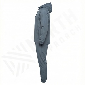 Ensemble de survêtement décontracté pour homme, veste courte à capuche et pantalon de jogging, 2 pièces, fermeture éclair, coton, coupe-vent, streetwear - Product Image 3