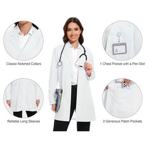 Unisex Hospital Lab <b>Coat</b> Breathable Cotton Fabric Durable <b>Stitching</b> Needle Detection Seamless Fusing Customized - Product Image 2