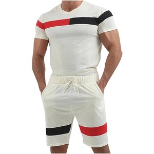 Conjunto de camiseta y pantalones cortos con estampado bordado de diseñador de algodón informal de verano para hombre, logotipo personalizado, al por mayor precio bajo, estilo Formal - Product Image 5