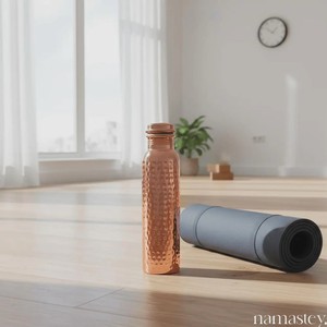 Traditional Rustic Finishing Pure Copper <b>Water</b> <b>Bottle</b> for Eco Friendly Sustainable and Healthy Living - Product Image 2