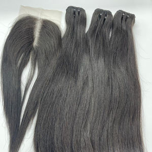 Cuticule alignée cheveux vierges os soyeux cheveux raides bungles vague style machine double trame génie trame extensions de cheveux humains - Product Image 1