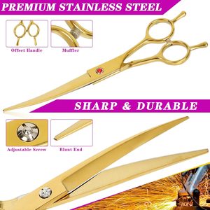 กรรไกรตัดขนสุนัขรูปทรงโค้งสแตนเลสชุบทองเป็นมิตรกับสิ่งแวดล้อม - Product Image 3