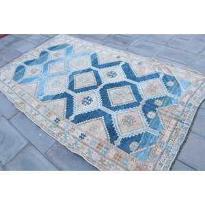 Alfombra Turca Vintage de 4.9x8.7 pies, Alfombra de Lana Azul Ombré - Product Image 2