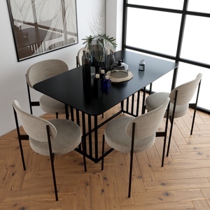 Modern Design Combo <b>Dining</b> Set 6 Comfortable Upholstered Cushions CBBA164 for Kitchen Living Room Wood Molded <b>Plastic</b> <b>Chairs</b> - Product Image 5