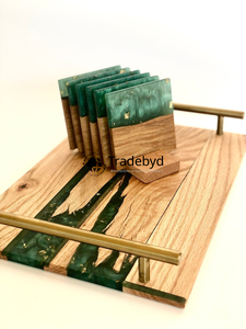 Natural Wooden Resin <b>Coaster</b> Set Artisan Crafted <b>Heat</b> Resistant Premium Quality Luxury Style Custom Colors Square Shape Home - Product Image 4