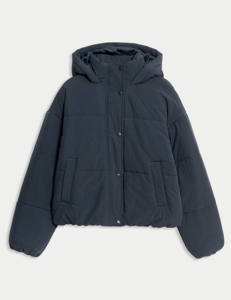 Chaqueta acolchada con capucha azul marino medianoche de diseño de proveedor personalizado OEM, chaqueta acolchada de poliéster para invierno y exterior de nuevo estilo - Product Image 5