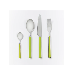 Couverts en laiton de style occidental Cuillère à dîner ronde faite à la main Manche en résine blanche Ensemble de couverts chic pour échantillon gratuit - Product Image 5