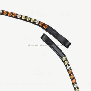 Equipo de equitación Colorido 1 Fila Cristales de marca Diamantes de imitación Mega Bling Hecho a mano Todas las formas Banda de cejas de caballo de cuero - Product Image 1