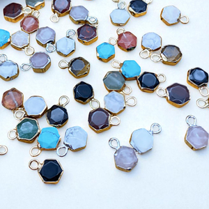 Breloques en pierre précieuse Howlite hexagonale plaquée or-breloque à caution unique en argent 925 faisant des bijoux à bricoler soi-même - Product Image 2