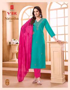 Maruti Fashion MF1549 Conjunto de Kurti y Pantalón de Tela Vertical de Diseño para Mujer con Dupatta, Estilo Tradicional, Casual, para Boda, Aspecto Elegante - Product Image 3