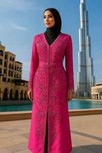 Foulard africain rouge brodé à la main, écologique, pour femmes - Design moderne, occasions spéciales, manches longues - Product Image 2