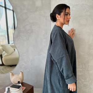 Abaya inspirée de la mode traditionnelle musulmane, taille unique XXL, élégante, sur mesure, couleur personnalisée, en soie, manches longues, anti-rides - Product Image 3