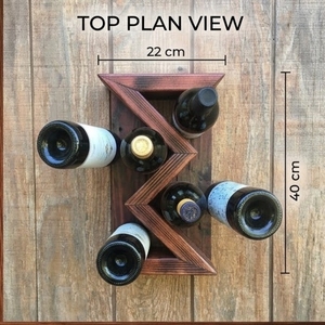 Rustic Wood <b>Wall</b> Mounted Wine Rack Double Tier <b>Storage</b> Holder For Bottles - Product Image 2