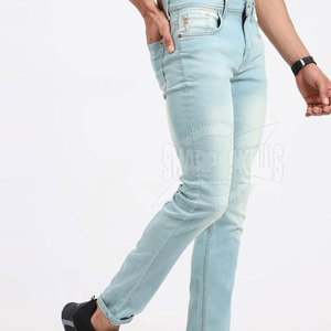 2024 Top Selling Lightweight 100% Cotton Knitted Men's <b>Jeans</b> Pant Private Label Straight Breathable High Street Casual Style - Product Image 3