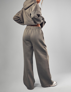 Chándal Holgado para Mujer, Color Gris Sólido, 100% Algodón, Ecológico, Transpirable, Cortavientos, de Secado Rápido, Hombros Caídos, Venta al Por Mayor - Product Image 2