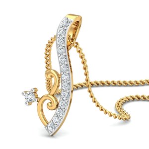 Minimal Wave Zircon Brass Pendant 18k Gold Plated Curved Geometric Wholesale Necklace For Women - Product Image 3