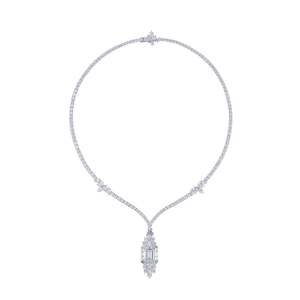 Delicate Multi Shape Diamond Splendor Necklace 24.07 Ct F VVS2 Lab Grown Diamond In 18K White <b>Gold</b> For Bridal Anniversary Gift - Product Image 3