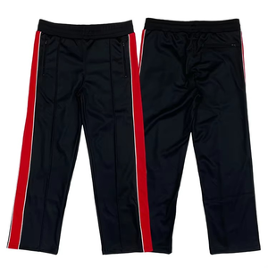 Survêtement unisexe en molleton noir et rouge rayé à capuche, design sportif, respirant, 100% coton, vêtements d'automne pour adultes avec poches latérales - Product Image 3