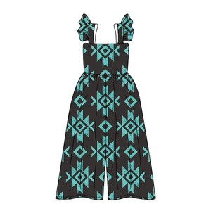 Pagliaccetto personalizzato per bambini e bambine estivo intero stile senza maniche con stampa floreale Hawaii tute con volant per bambine - Product Image 3