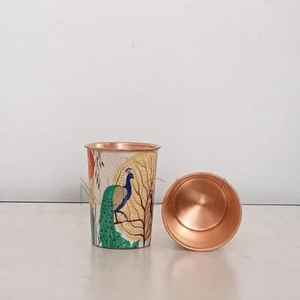 Printed <b>Copper</b> <b>Glass</b> With Unique Religious Om And Ganesha Print Artwork For Luxury Home Decoration At Cheapest price - Product Image 2