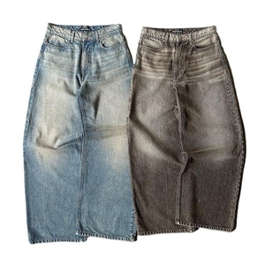 Custom Vintage Baggy Streetwear UniSex Jeans Pants Wide Leg Stonewashed Denim Pants Casual <b>Hip</b> Hop Style - Product Image 1
