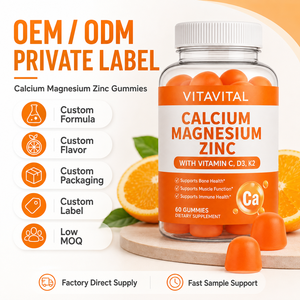 Gummies Calcium Magnésium <span class=keywords><strong>Zinc</strong></span> avec Vitamines pour le Soutien des Os, des Muscles et du Système Immunitaire – Fabricant OEM ODM, Formule Personnalisée, Végétalien, Sans OGM - Product Image 1