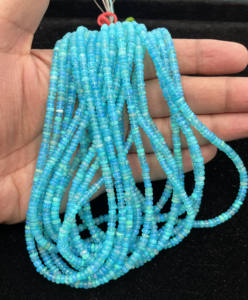 ลูกปัดพลอยโอปอลเอธิโอเปียสีน้ำเงินธรรมชาติ16นิ้ว3.50-4.50มม. 32 CT เส้นขัดเรียบสำหรับทำเครื่องประดับและของขวัญ - Product Image 3