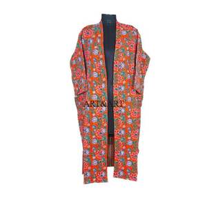 Kimono de Lujo de Primera Calidad, Elegante Bata de Baño Kantha para Mujer, Largo, Hecho a Mano, Ropa de Dormir 100% Algodón, Verano - Product Image 2