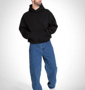 Sweat à capuche unisexe surdimensionné à coupe ample, épaules tombantes, poche kangourou, capuche double couche, extra moelleux, mélange coton-polyester 400 GSM - Product Image 4