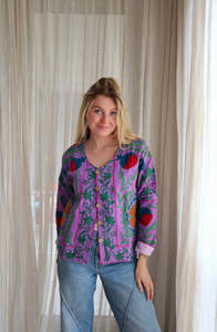 Chaqueta Bomber Bordada a Mano de Moda Suzani, Chaqueta de Algodón con Botones para Otoño e Invierno, Ropa Bohemia Chic para Mujer - Product Image 3