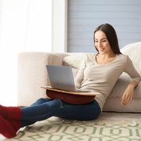 Tablette portable en bambou pour ordinateur portable avec coussin, plateforme en bambou, support pour téléphone