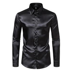 Newstyle moda hombres antiarrugas satén Formal negocios Casual Slim camisa de manga larga primavera otoño - Product Image 1