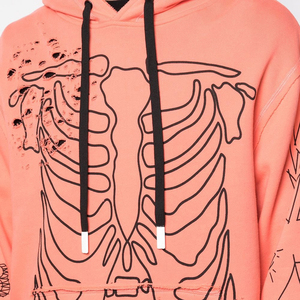 Sweat à capuche streetwear d'hiver uni en molleton 100% coton, logo personnalisé, coupe oversize à épaules tombantes, sérigraphie, effet vieilli, 380g - Product Image 6