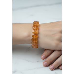<b>Citrine</b> Natural Stone Wide Cut <b>Bracelet</b> - Product Image 5