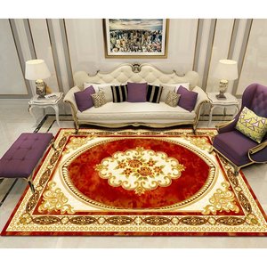 Tapis de luxe en velours cristallin, doux au toucher, avec base à pois personnalisée, pour villa, escalier, couloir, motif médaillon classique, tissage tufté, pour la maison - Product Image 6