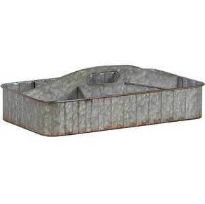 Bandeja de servicio de hierro de metal galvanizado de aspecto natural con asa Bandeja de servicio de estilo de granja industrial Bandeja de decoración rústica para el hogar shuse - Product Image 6