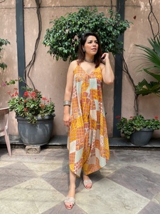 Women <b>Summer</b> Vintage 100% Cotton A-Line <b>Sleeveless</b> V-neck Long Maxi <b>Dress</b> - Product Image 4