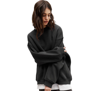 Sweat-shirt à col montant pour femme en polaire doublé, long et surdimensionné, silhouette décontractée, doux et respirant, polyester/coton - Product Image 4