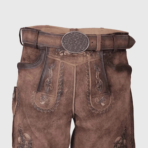Shorts en Lederhosen bavarois pour hommes, style urbain, nouveau modèle, motif uni, respirant, en toile PVC/cuir de vachette, vente en gros - Product Image 3