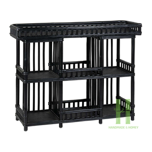 Mesa de consola de mimbre de 2 niveles de lujo, mesa de consola de mimbre OEM, muebles de sala de estar, diseño y embalaje personalizados en HNH Craft - Product Image 2