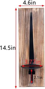<b>Wall</b> Sconce <b>Candle</b> <b>Holder</b> Set of 2 Black <b>Wall</b> Mount Metal and Wood <b>Candle</b> <b>Holders</b> Hanging Iron <b>Wall</b> <b>Candle</b> Sconce <b>Holder</b>. - Product Image 3