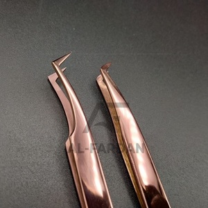 Pince à épiler applicateur de couleur Plasma or Rose élevé en acier inoxydable solide Logo personnalisé Extension de cils pointu boîtes de cartes personnalisées - Product Image 3