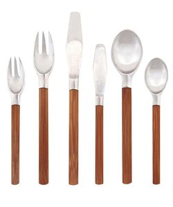 Juego de cubiertos de acero inoxidable con asas de madera de primera calidad, juego de cubiertos de vajilla de diseño elegante para cubiertos de vajilla - Product Image 4