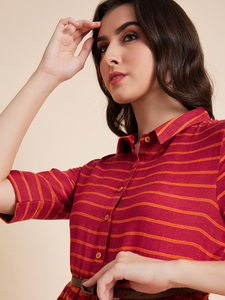 Nuevo Vestido de Verano Casual para Mujer, Estilo Playero, Cuello Camisero, Botones al Frente, Cinturón de Algodón, Elegante, Moderno y a la Moda - Product Image 4