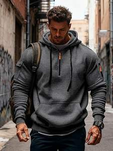 Sudaderas Casuales de Invierno para Hombre, Color Sólido, 100% Algodón, Felpa, Corte Regular, Secado Rápido y Transpirable, Ecológicas, con Bolsillo, Alta Calidad - Product Image 5