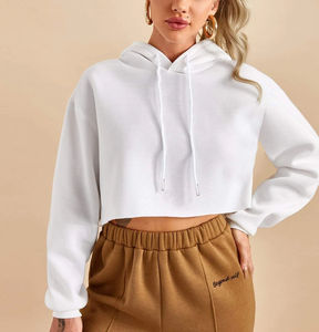 เสื้อฮู้ดครอปท็อปปักโลโก้ตามสั่ง ผ้าฝ้ายฟลีซ 100% ระบายอากาศได้ดี ซับในอย่างดี สำหรับผู้หญิง ใส่ได้ทุกฤดู ใบไม้ผลิ ฤดูร้อน ฤดูใบไม้ร่วง ฤดูหนาว - Product Image 2