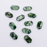 Batu Permata Hijau Moss Agate Berkualitas Tinggi Bentuk Heksagon Memanjang Potongan Portrait Alami untuk Pembuatan Perhiasan Ukuran Dapat Disesuaikan 1.25 Karat